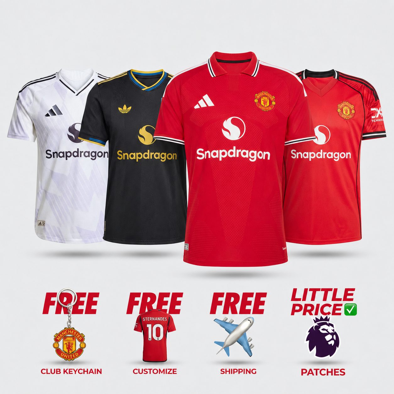 COMBO Manchester United Home 26/27 and Home, Away and Third 25/26 - 26/27
